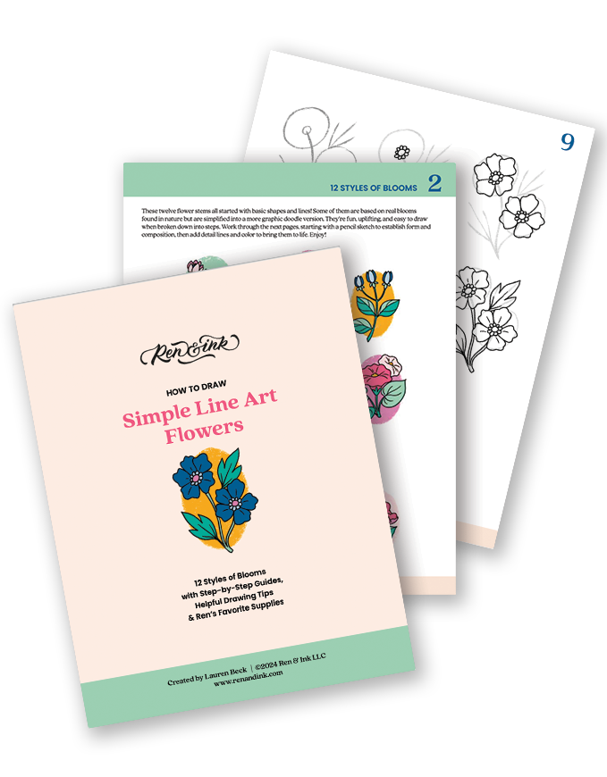 Draw Simple Line Art Flowers | Free Digital Download