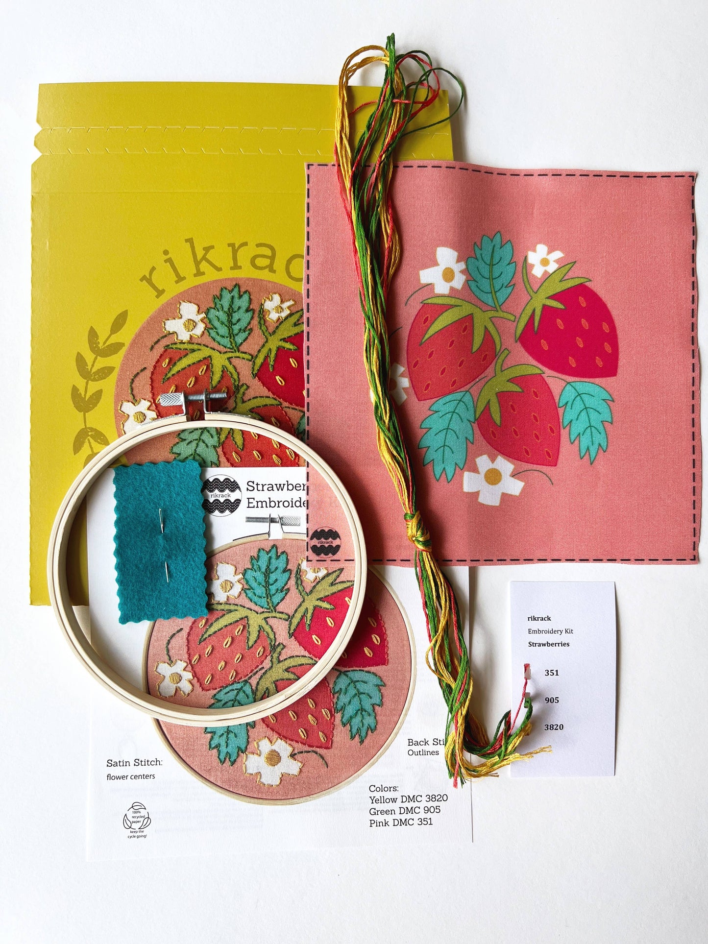 Strawberries Embroidery DIY Art Kit