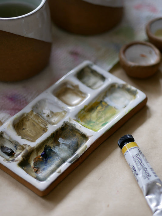 Handmade Ceramic Artist Paint Palette (7-Pan)
