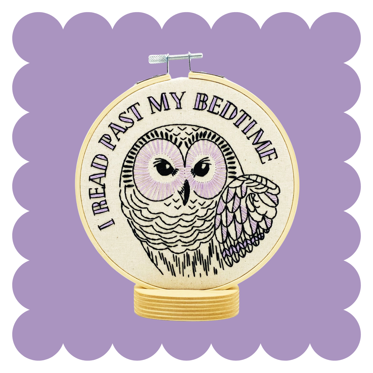 I Read Past My Bedtime Owl DIY Embroidery Kit