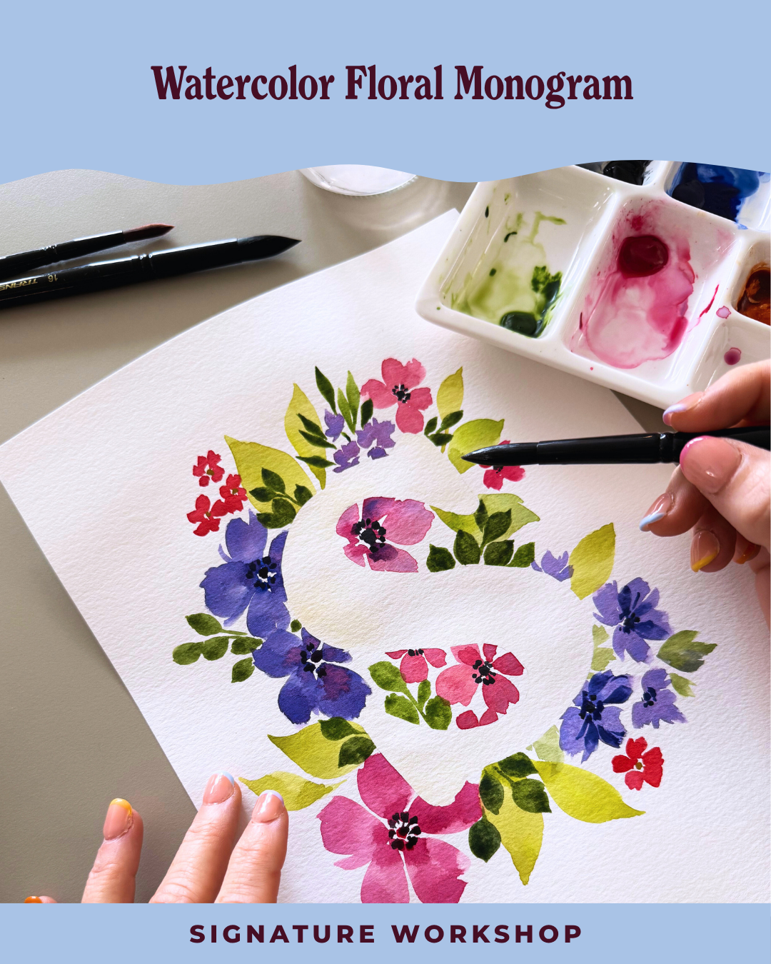 Watercolor Floral Monogram
