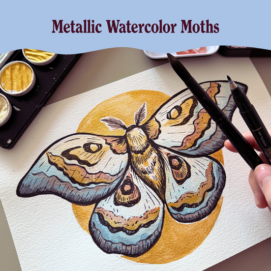 Metallic Watercolor Moths