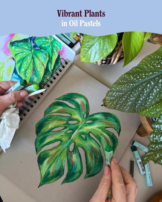 Vibrant Plants in Oil Pastels