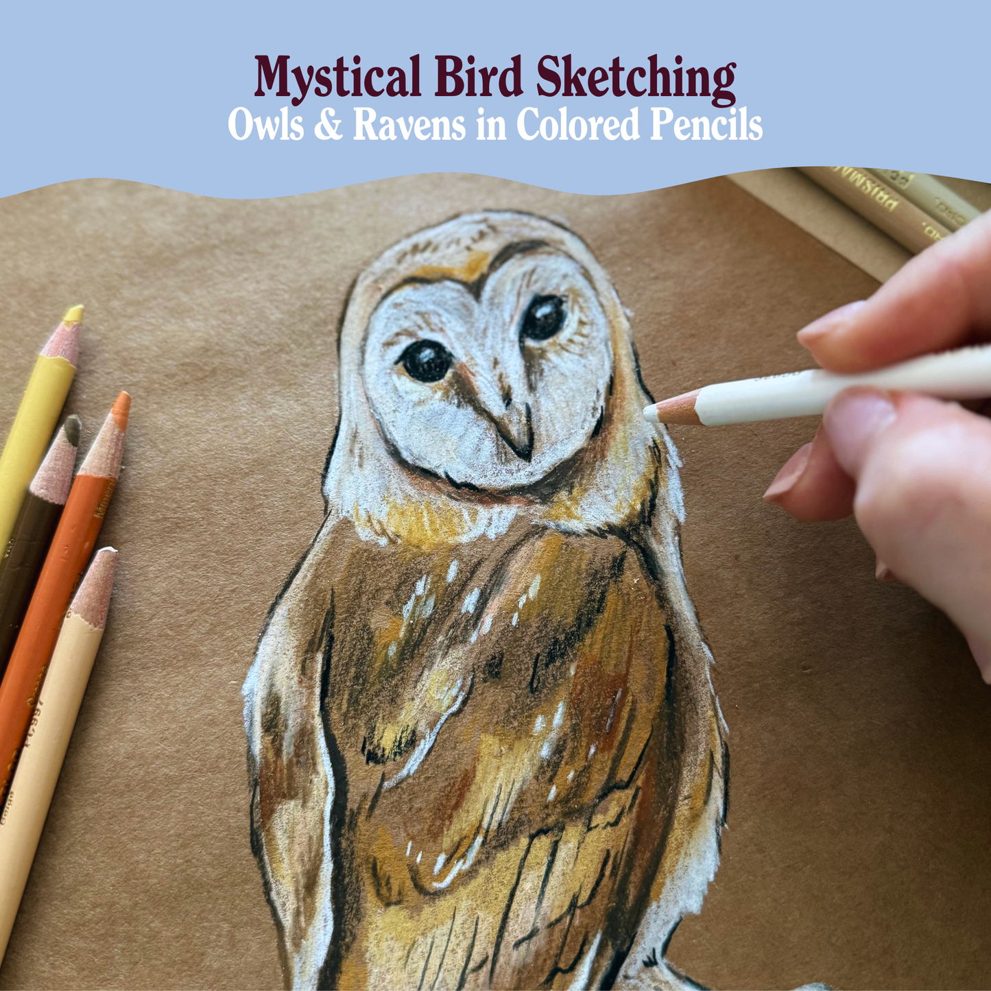 Mystical Bird Sketching: Owls & Ravens in Colored Pencils