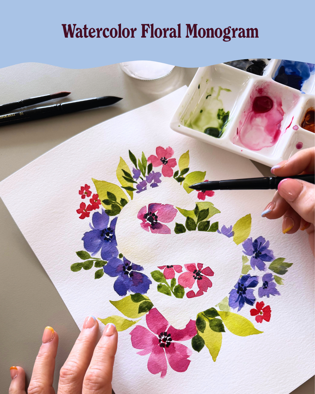 Watercolor Floral Monogram