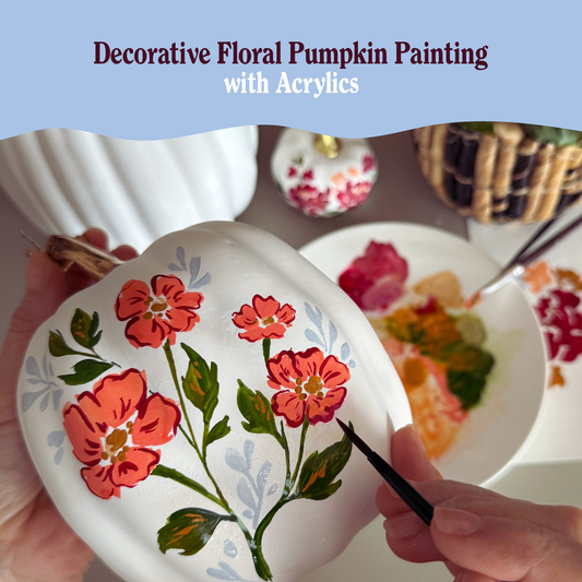 Decorative Floral Pumpkin Painting with Acrylics