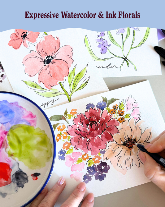 Expressive Watercolor & Ink Florals