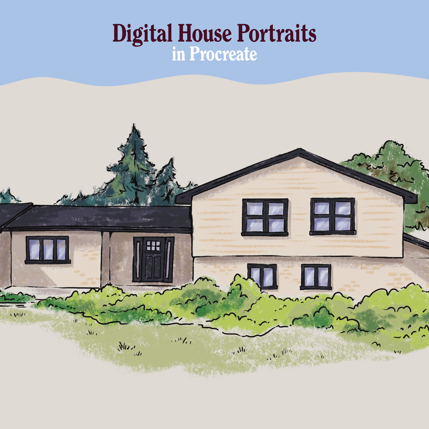 Digital House Portraits in Procreate
