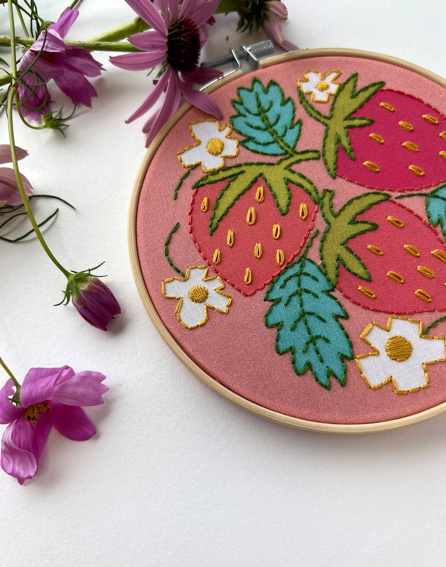 Strawberries Embroidery DIY Art Kit