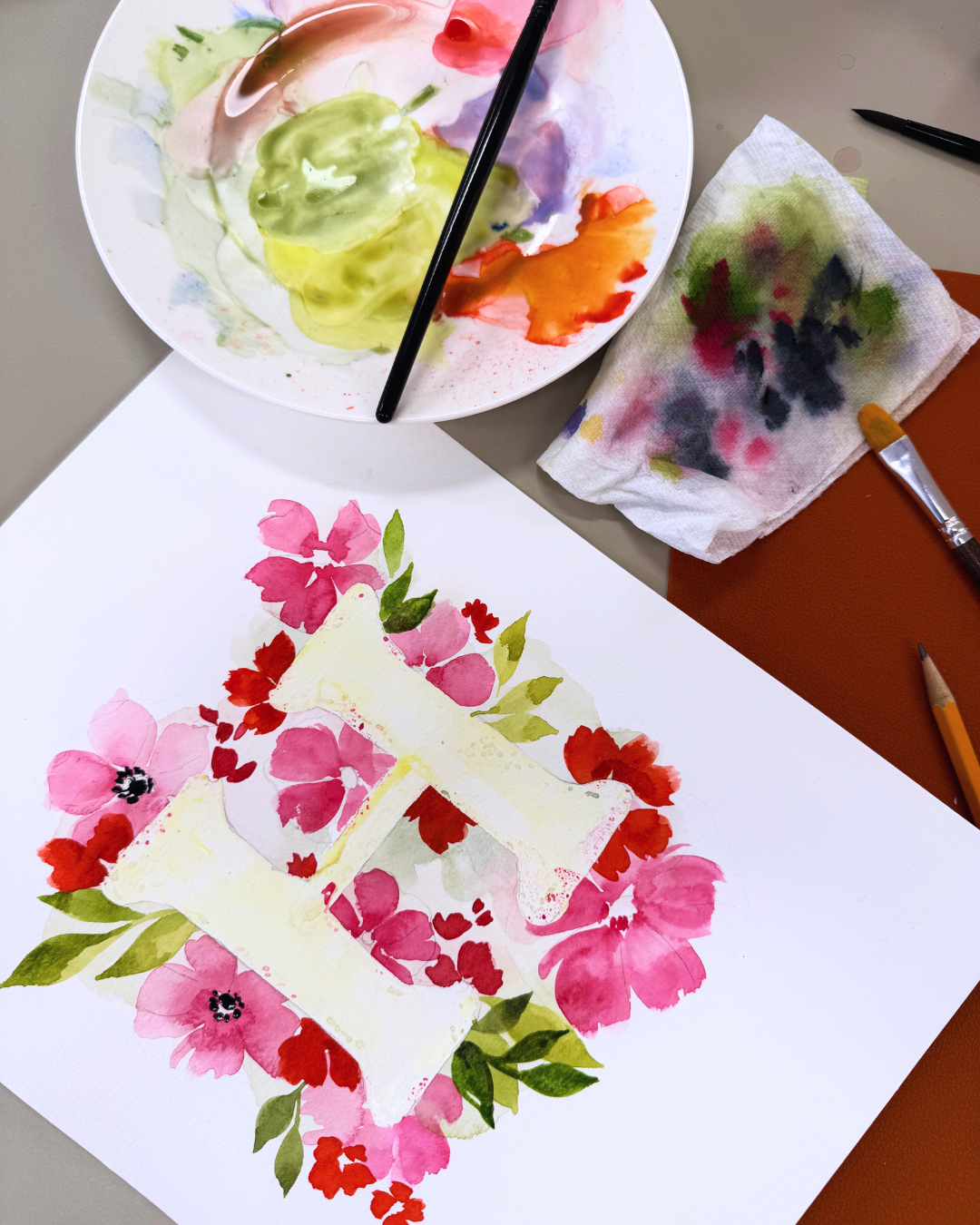 Watercolor Floral Monogram