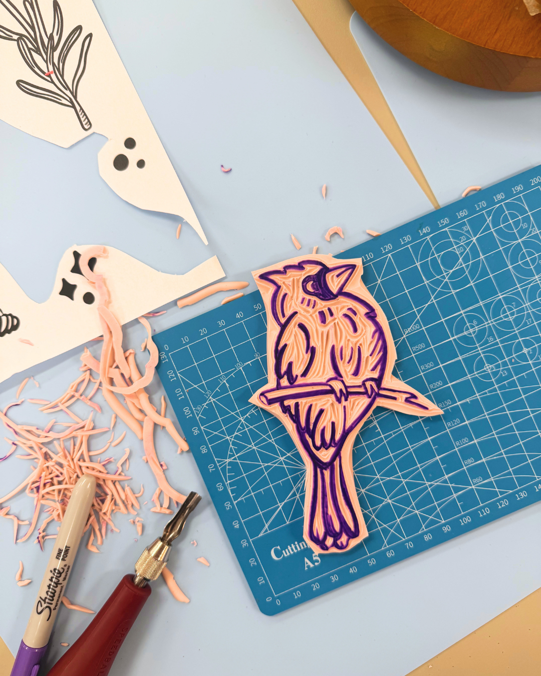 Linocut Stamp Carving: Seasonal Holiday Inspired