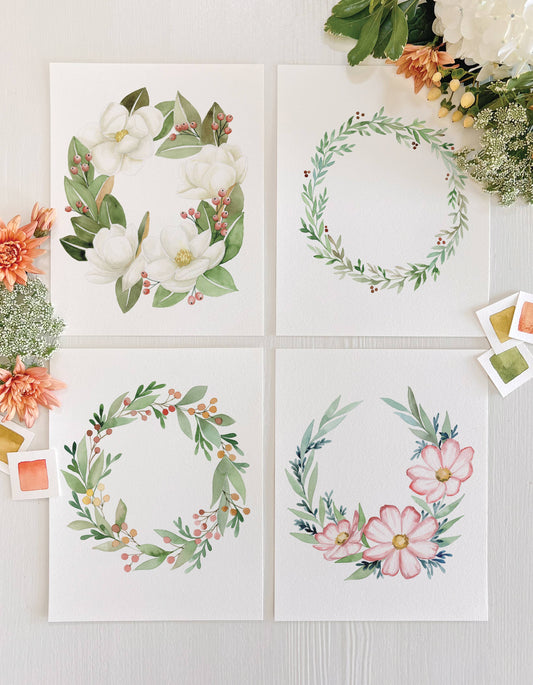 Floral Wreath Watercolor DIY Art Kit