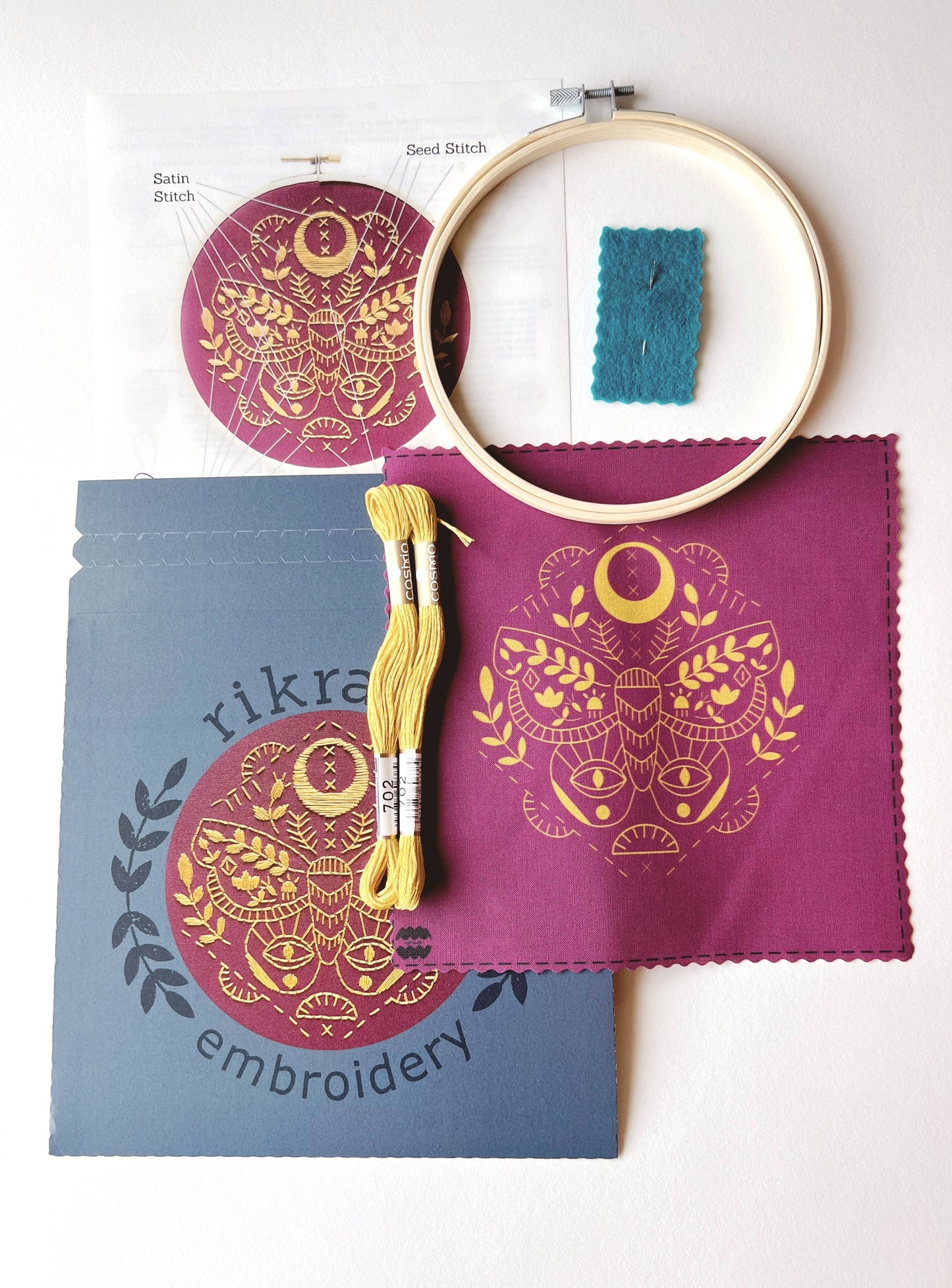 Mystic Moth Embroidery DIY Art Kit