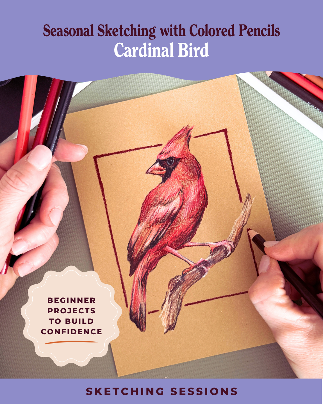 Seasonal Sketching with Colored Pencils: Cardinal Bird