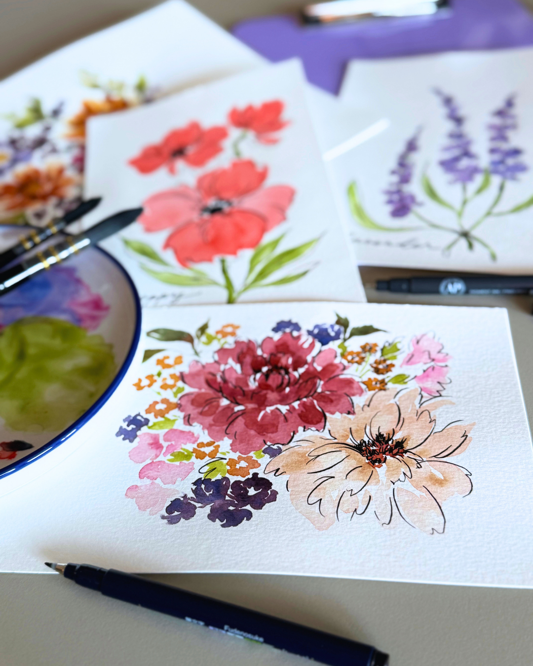 Inspiration from the Garden: Floral Arranging + Watercolor Painting