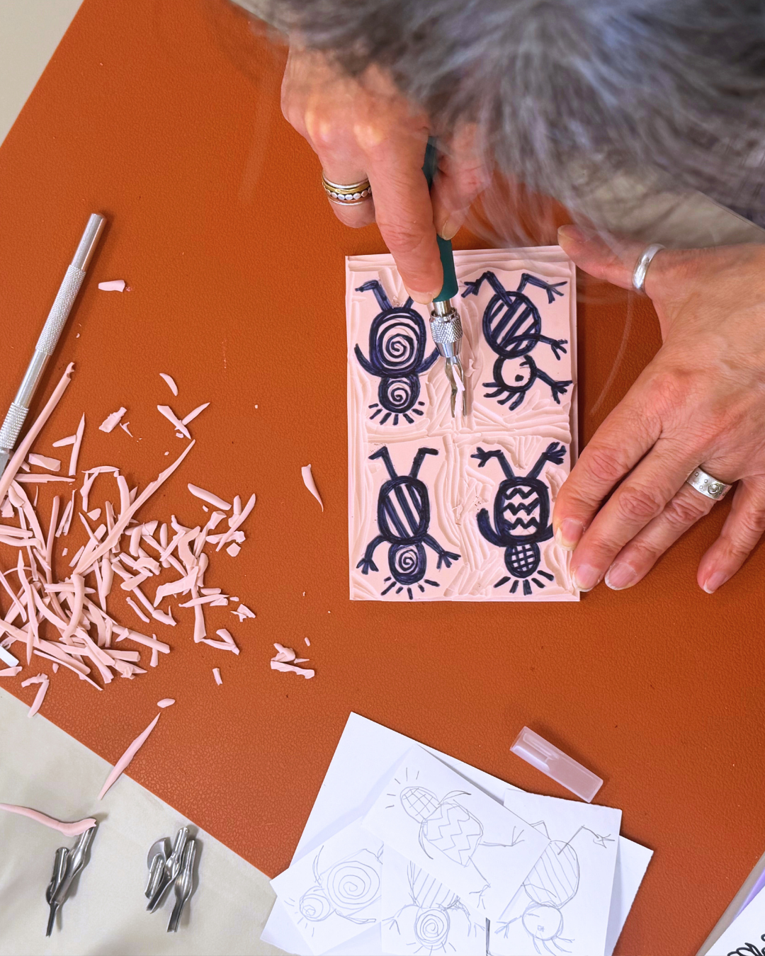 Linocut Stamp Carving: Seasonal Holiday Inspired
