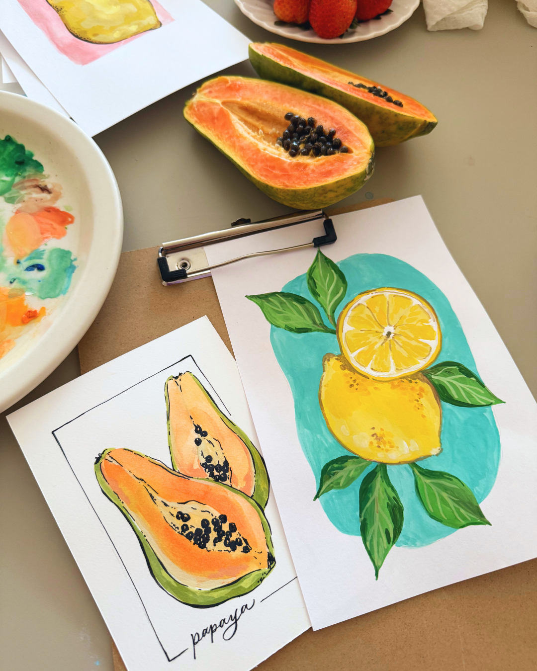 Summer Fruit Painting in Gouache