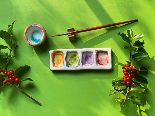 Handmade Ceramic Artist Paint Palette (4-Pan)