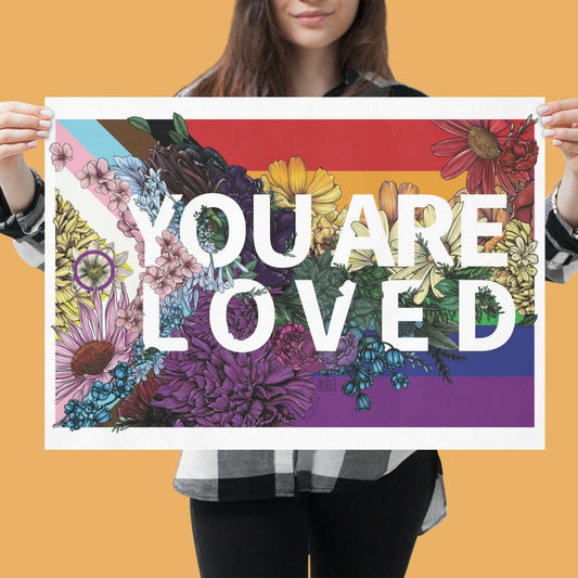 You Are Loved Poster | Rainbow Pride Art | LGBTQ Poster