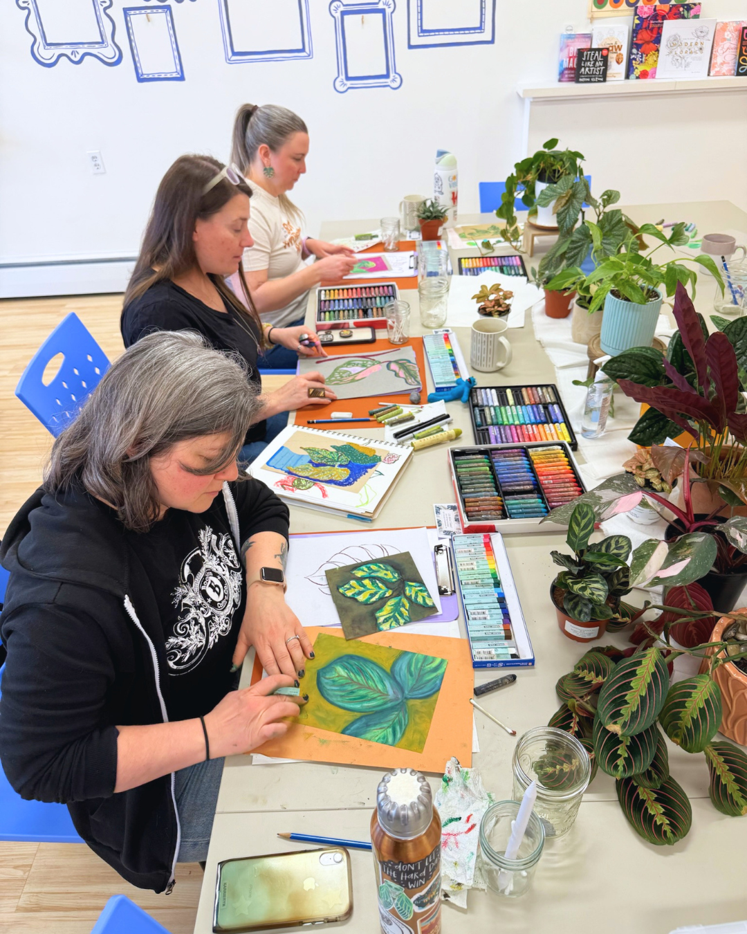 Vibrant Plants in Oil Pastels