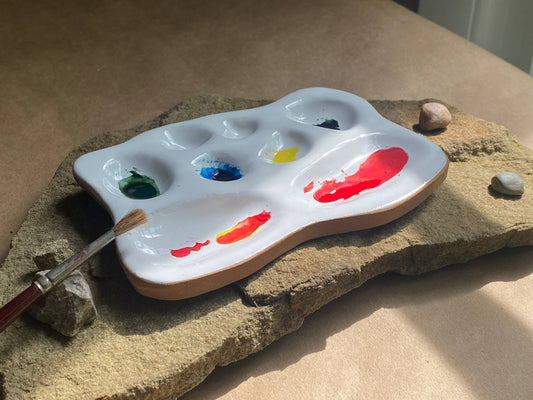 Handmade Ceramic Artist Paint Palette (Rock-Inspired Shape)