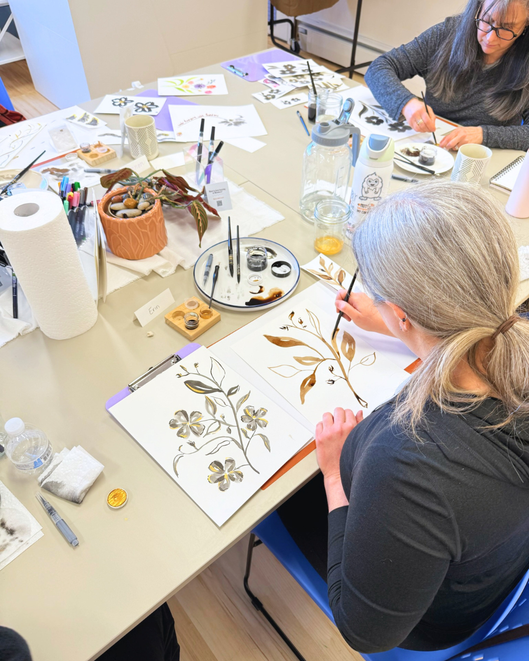 Graphic Painted Botanicals: Sumi Ink + Gold