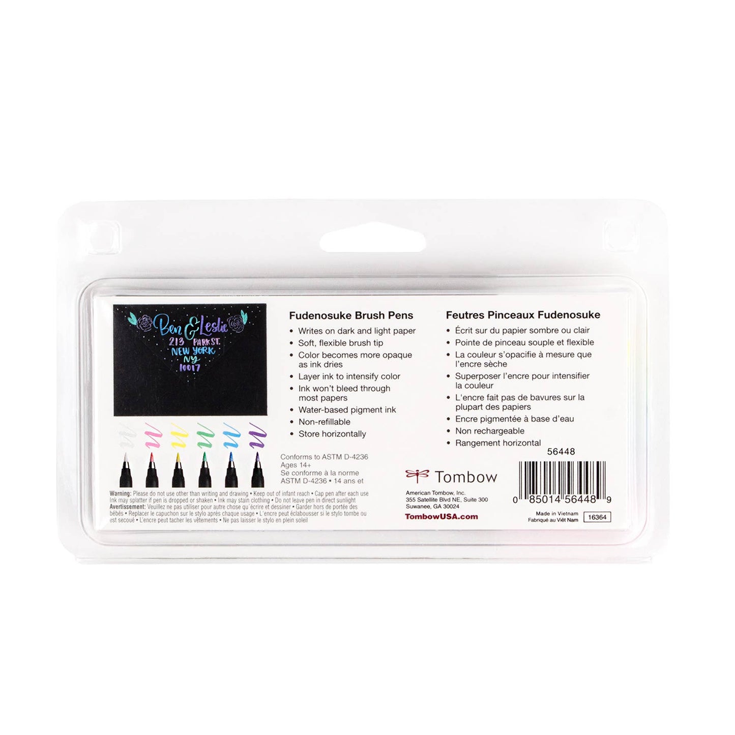 Fudenosuke Pastel Brush Pens, 6-Pack