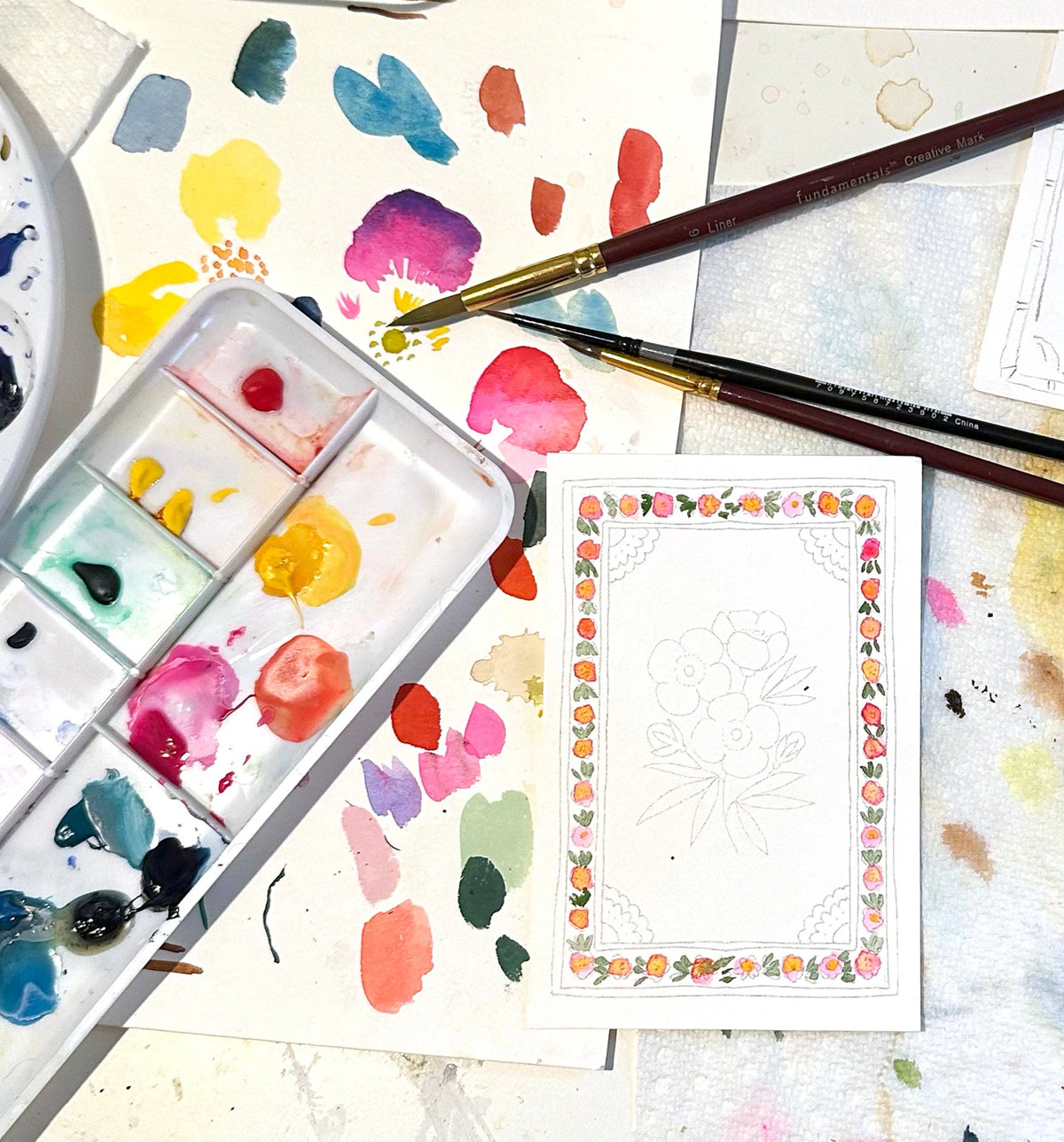 Mini Watercolor Painting Kit: Flowers