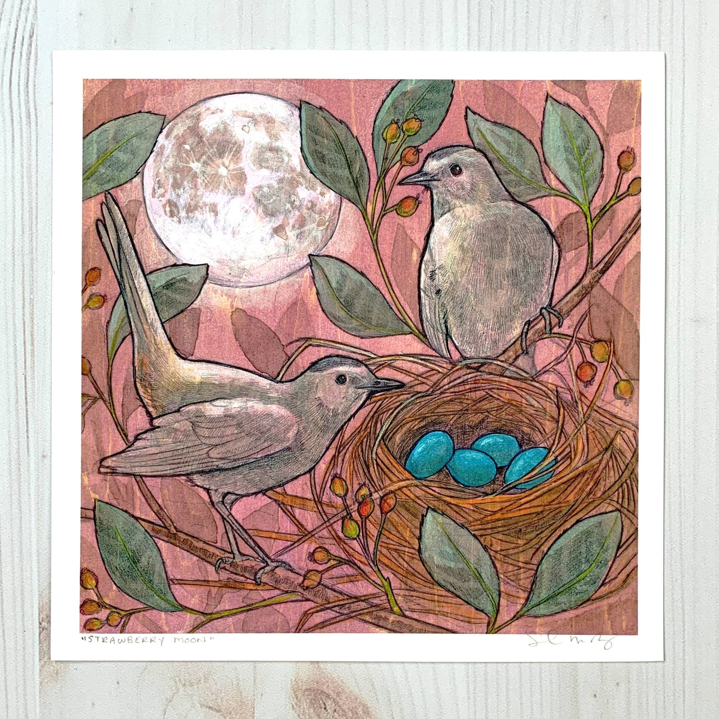 Strawberry Moon 8x8" Art Print