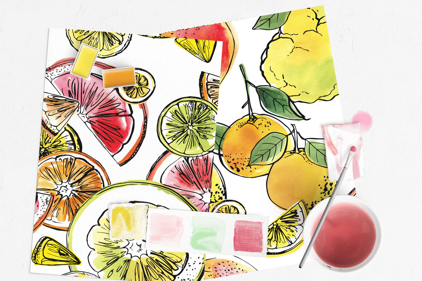 Citrus Fruits Watercolor Painting DIY Art Kit