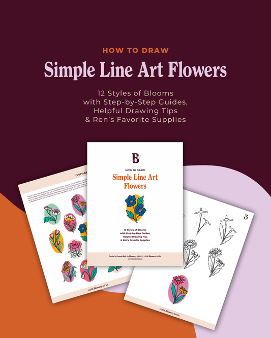 Draw Simple Line Art Flowers | Free Digital Download