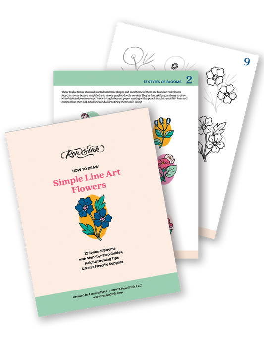 Draw Simple Line Art Flowers | Free Digital Download
