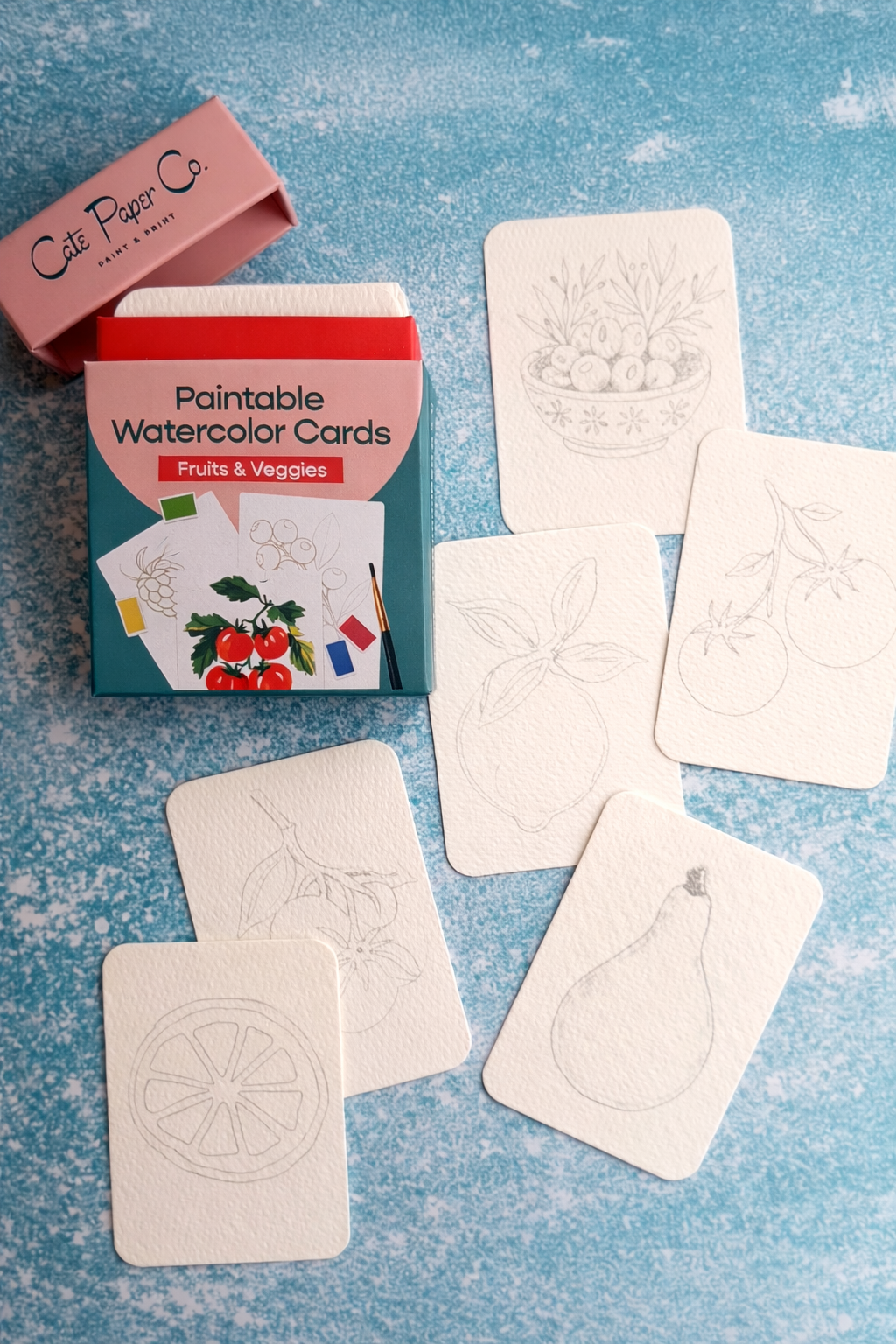 Paintable Watercolor Card Deck — Fruits and Veggies