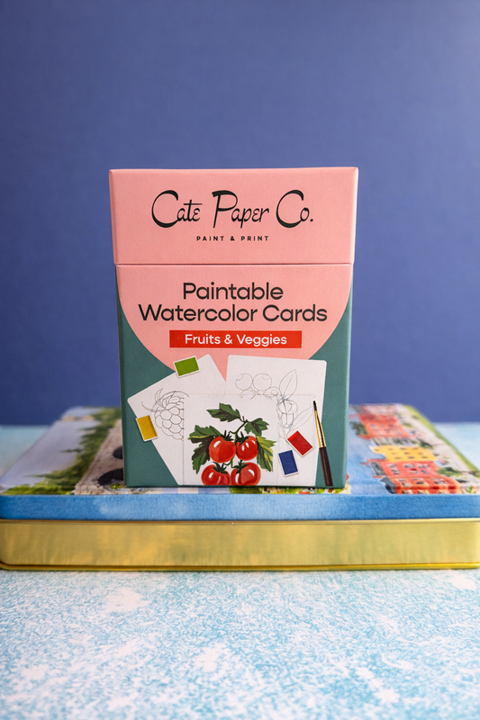 Paintable Watercolor Card Deck — Fruits and Veggies