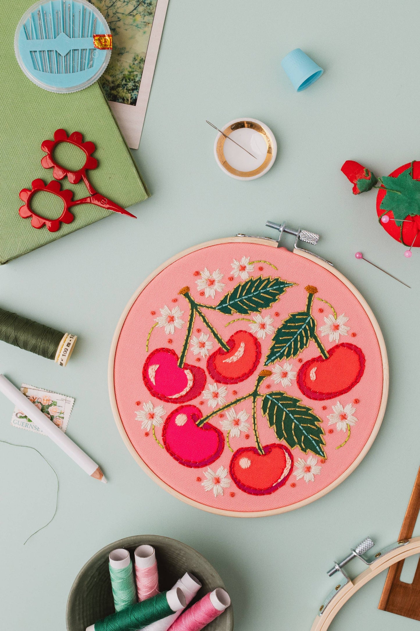 Cherries Embroidery DIY Kit