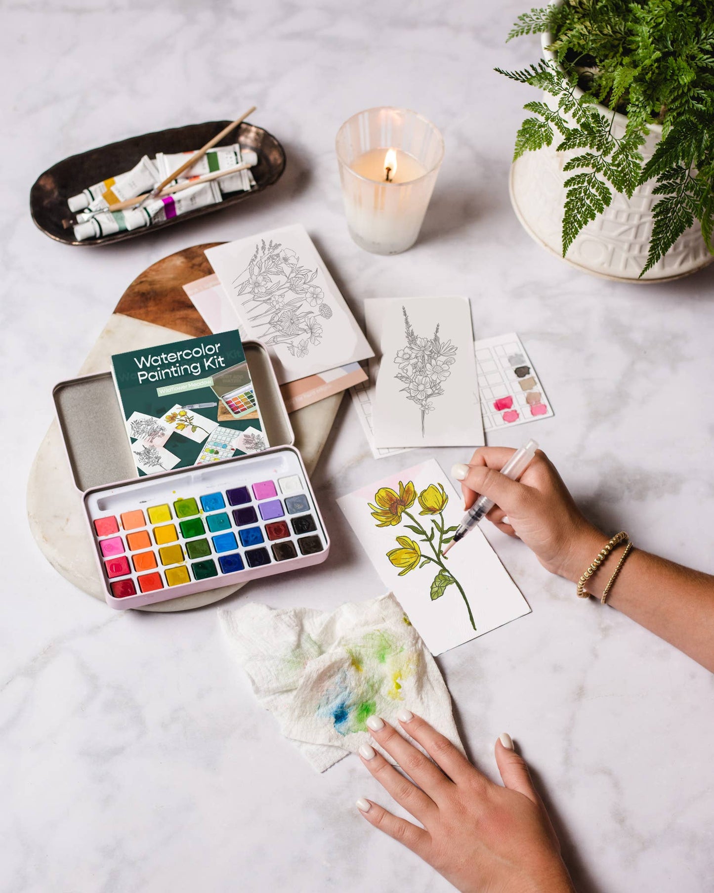 Wildflower Meadow Watercolor Painting DIY Art Kit