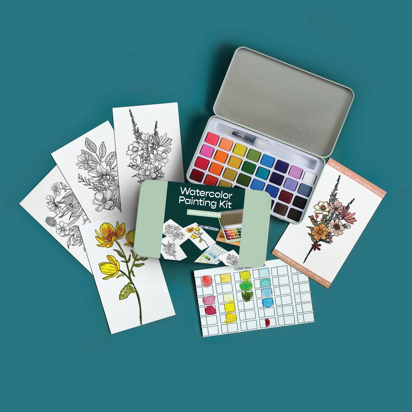 Wildflower Meadow Watercolor Painting DIY Art Kit