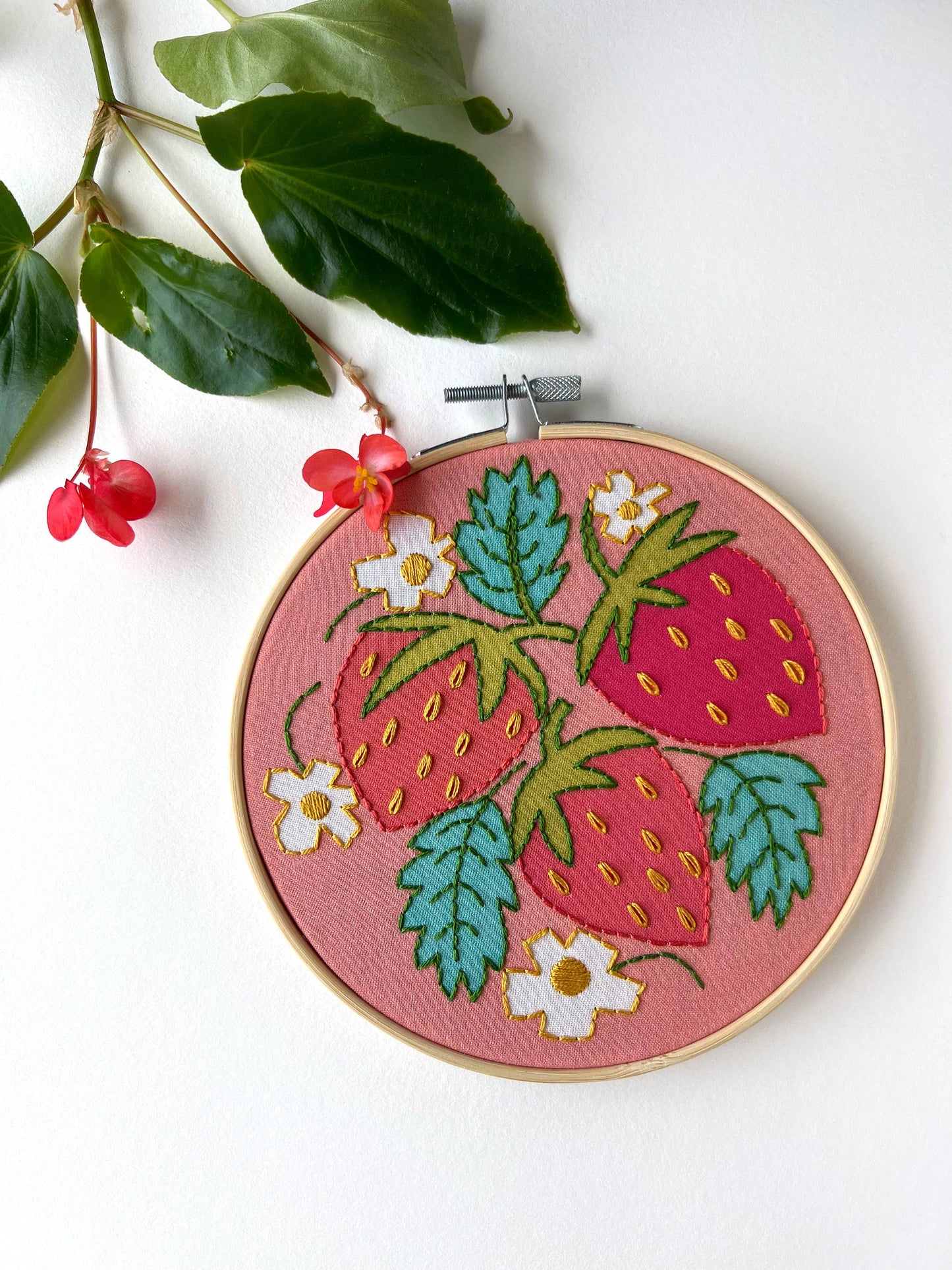 Strawberries Embroidery DIY Art Kit
