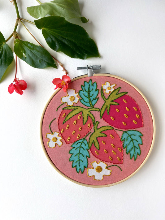 Strawberries Embroidery DIY Art Kit