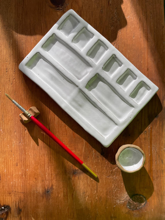 Handmade Ceramic Artist Paint Palette (Large 9-Pan)