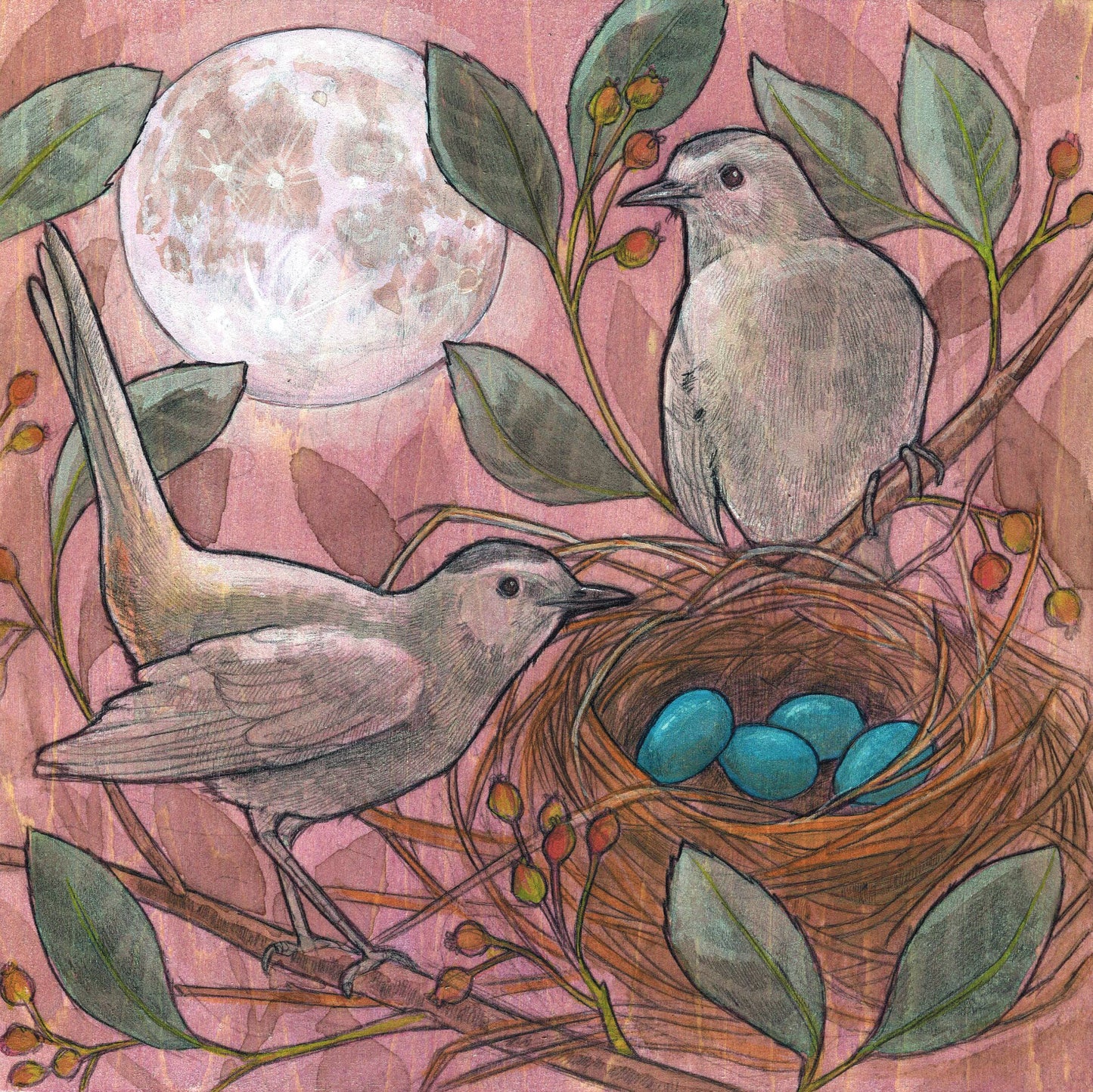 Strawberry Moon 8x8" Art Print