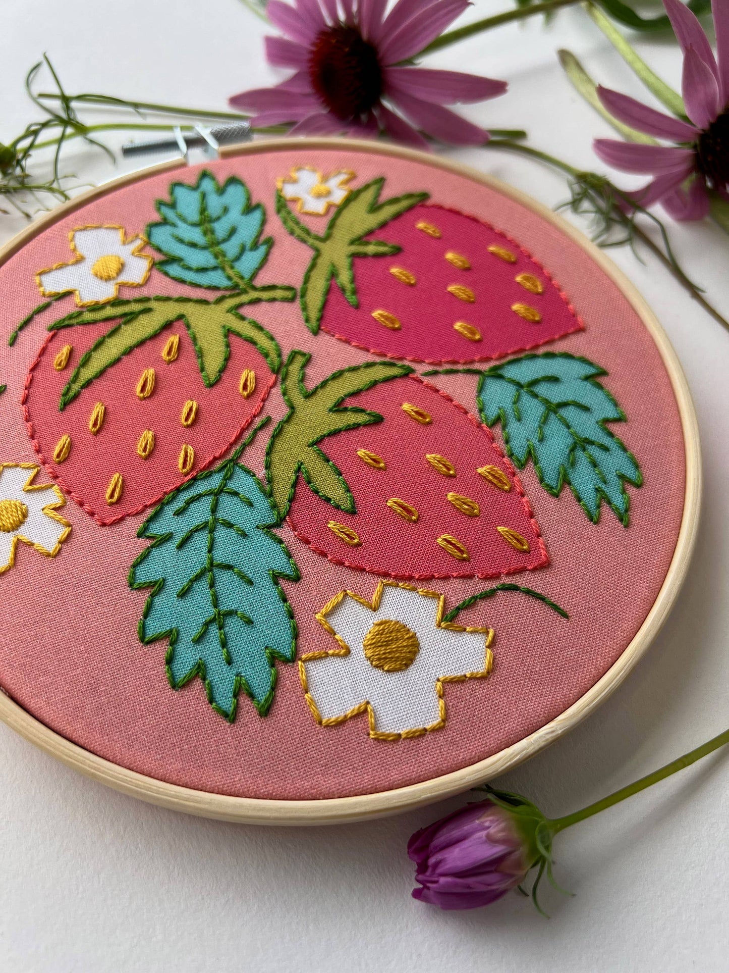 Strawberries Embroidery DIY Art Kit